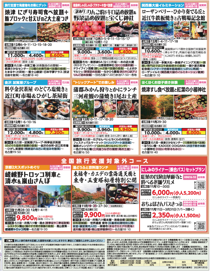 2022年 秋冬旅バスツアー×全国旅行支援＜パート2＞(11-2月)（名古屋版）4