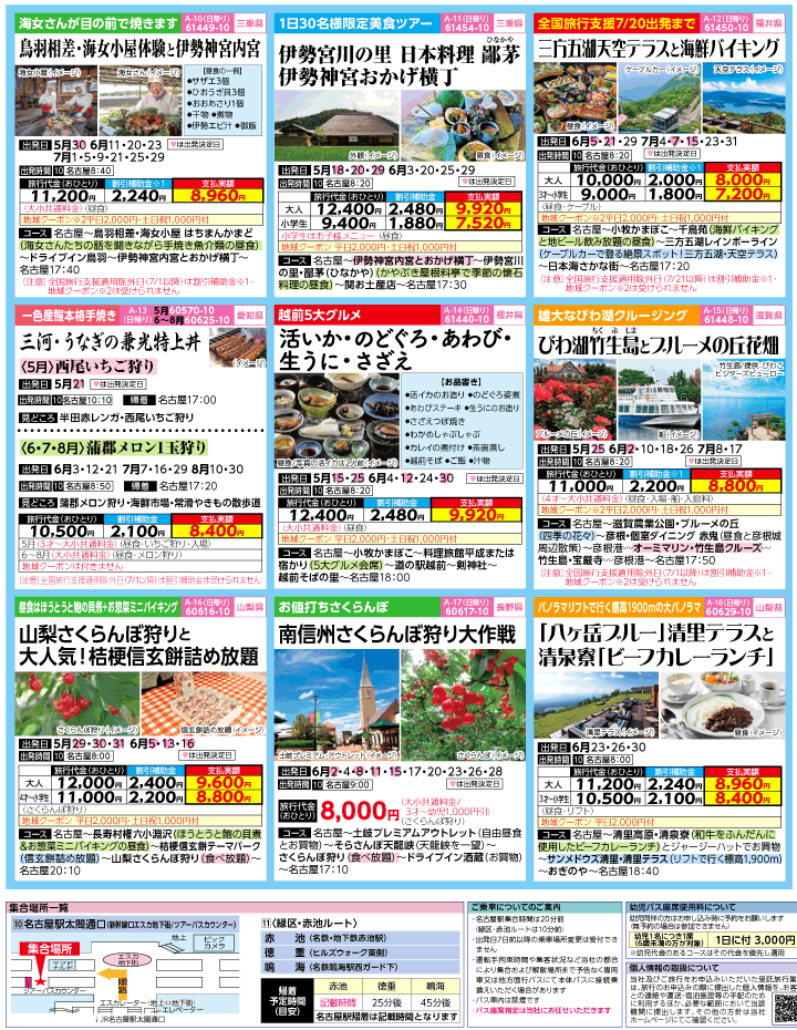 2023年 全国旅行支援もまだ間に合う！バスツアー特別版(5-8月)（名古屋版）3