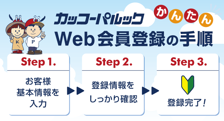 カッコーパルックWeb会員登録の手順